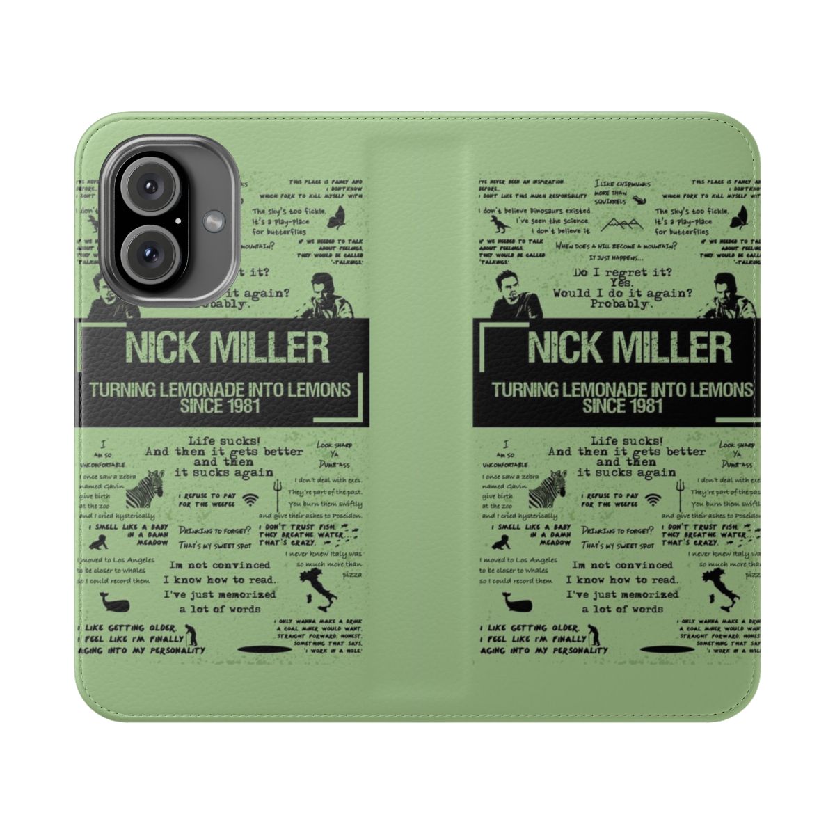 Flip cover phone case with Nick Miller from New Girl design