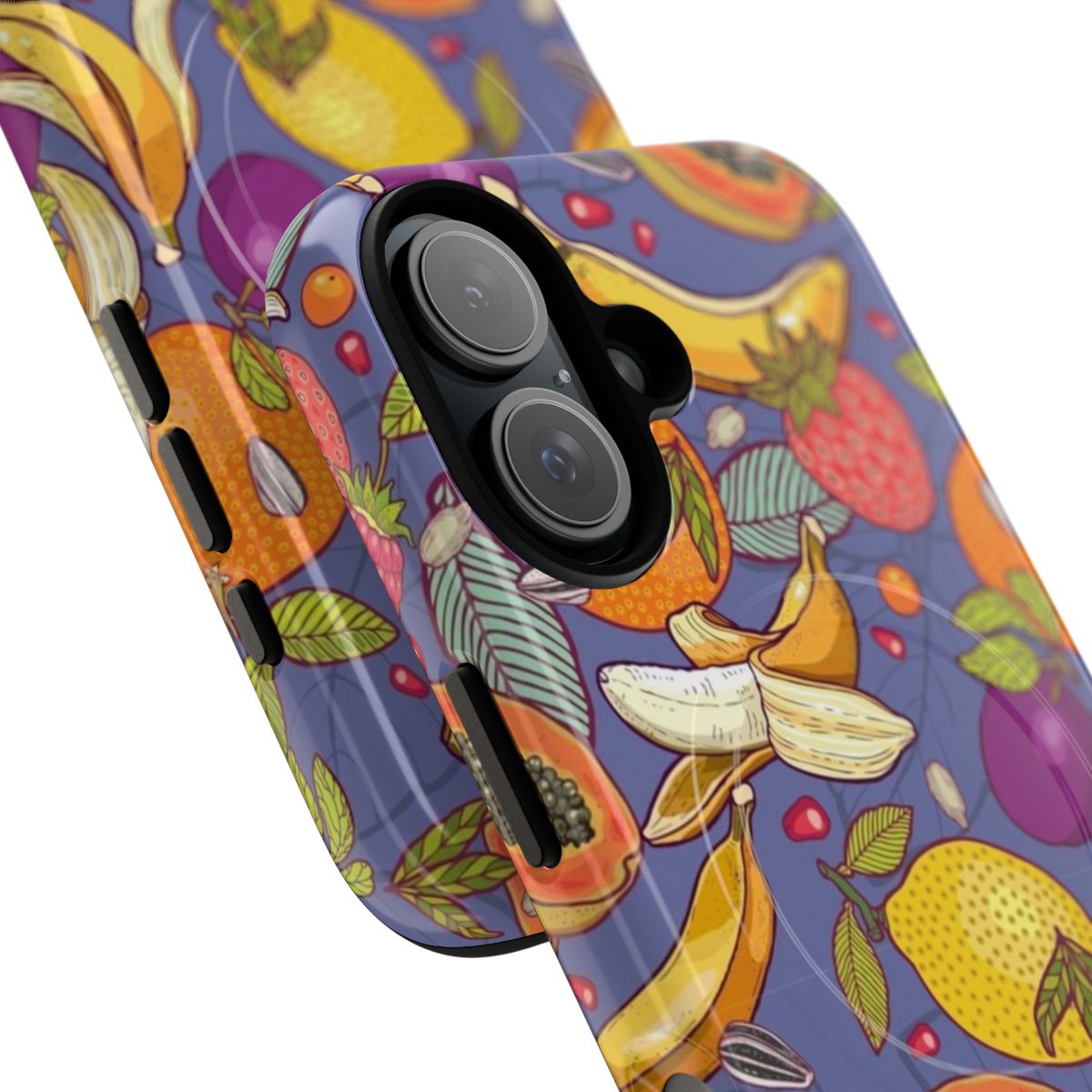 Tropical phone case featuring lush fruit and flora designs - Detail