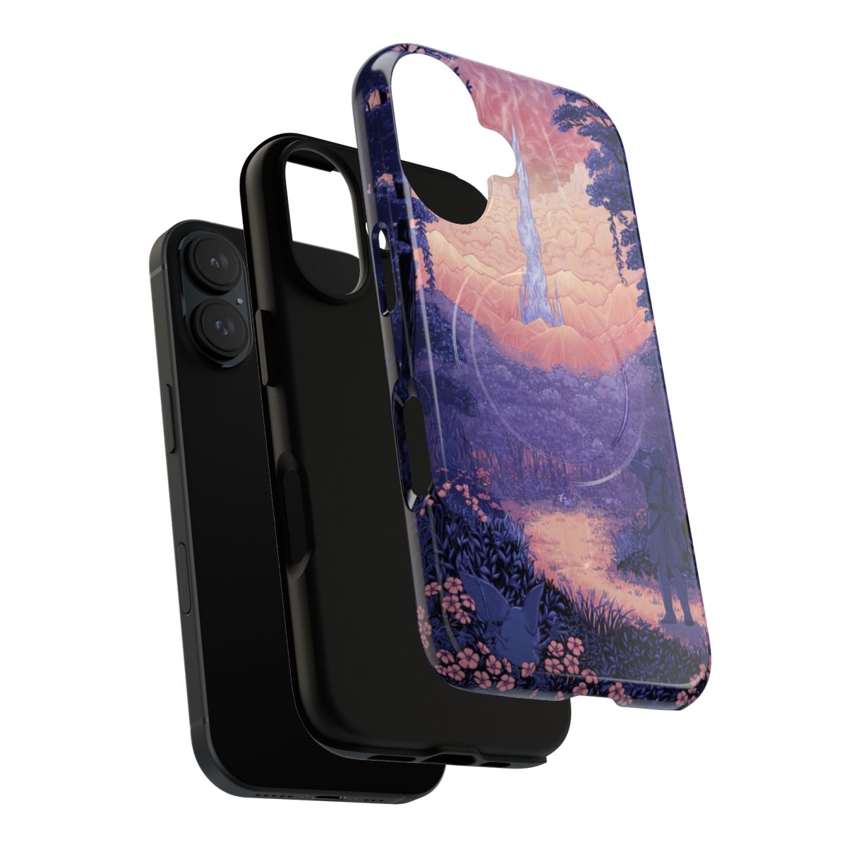 Magnetic tough phone case featuring a design inspired by the Lakeland region from Final Fantasy XIV: Shadowbringers - Layers