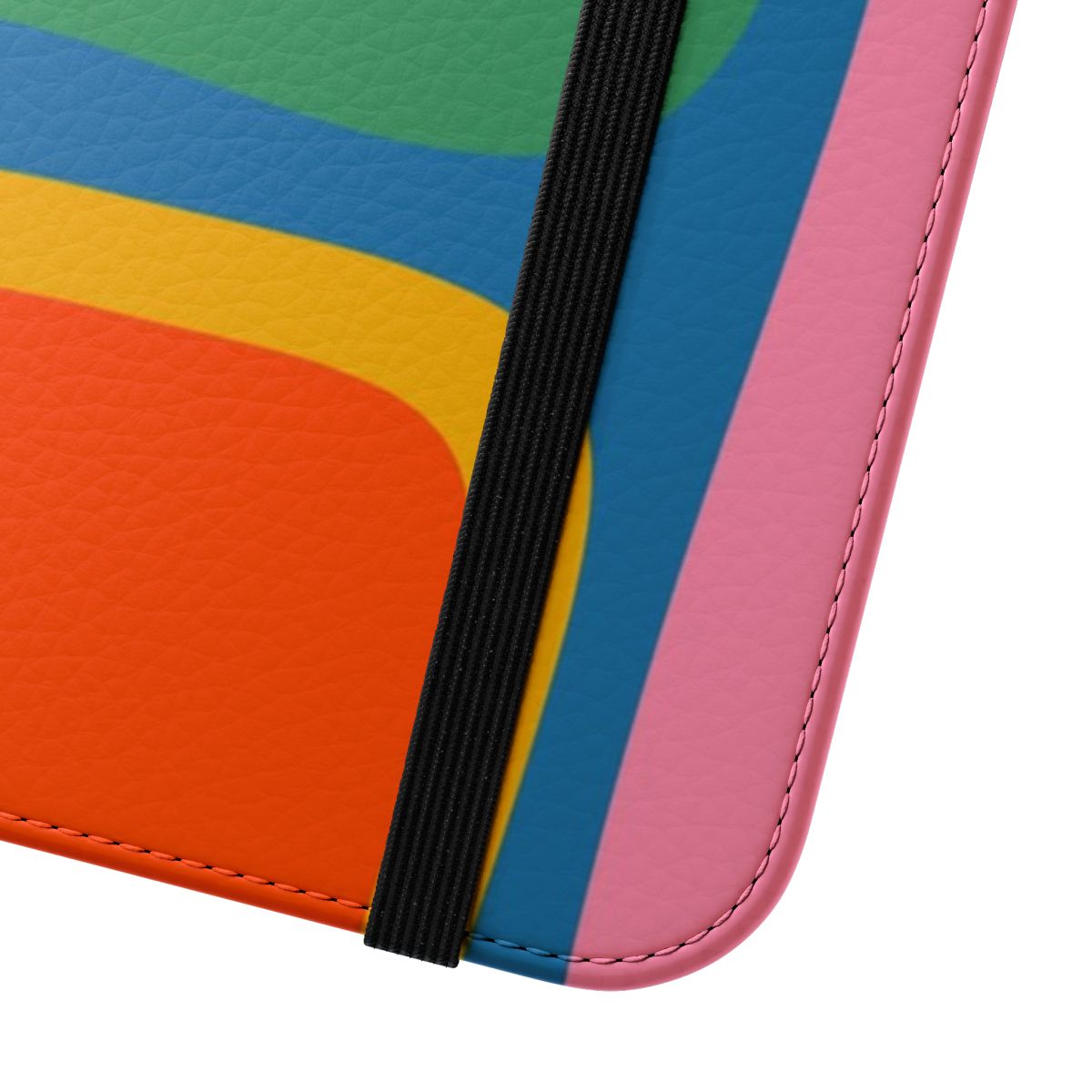 Colorful retro abstract pattern phone case in vibrant rainbow hues - Close Up