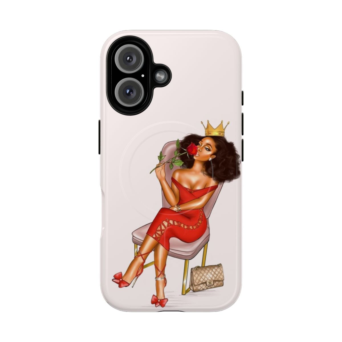 Melanin-Inspired Magnetic Tough Phone Case with Black Queen and Fashion Illustration