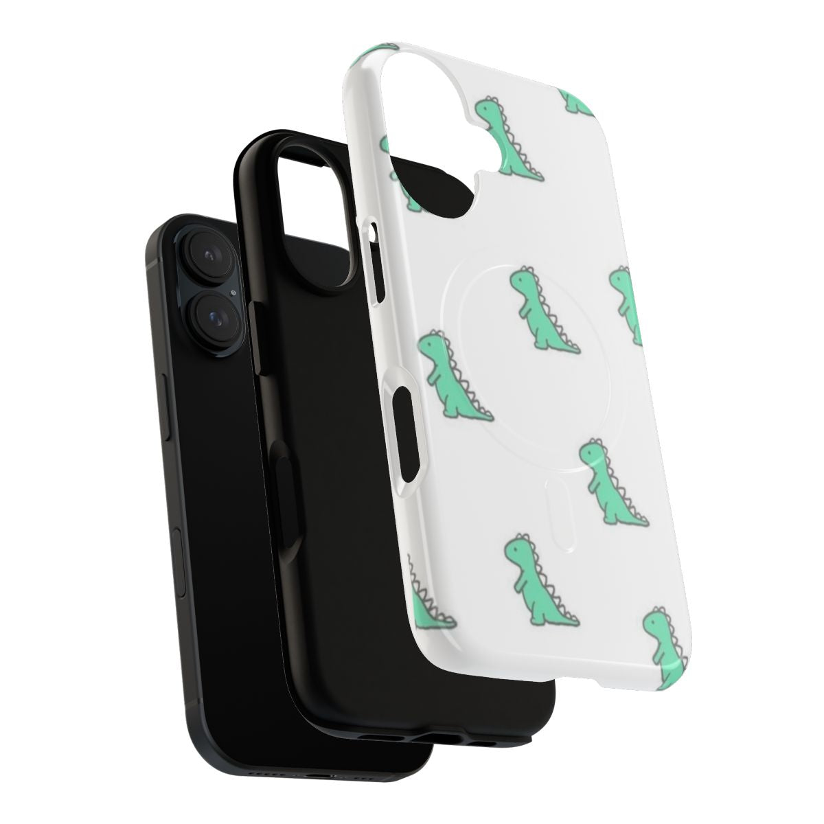 White dinosaur magnetic tough phone case - Layers