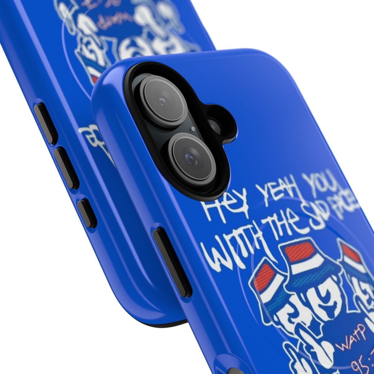 Customized Glasgow Rangers-inspired graffiti phone case with vibrant colors and retro design. - Detail