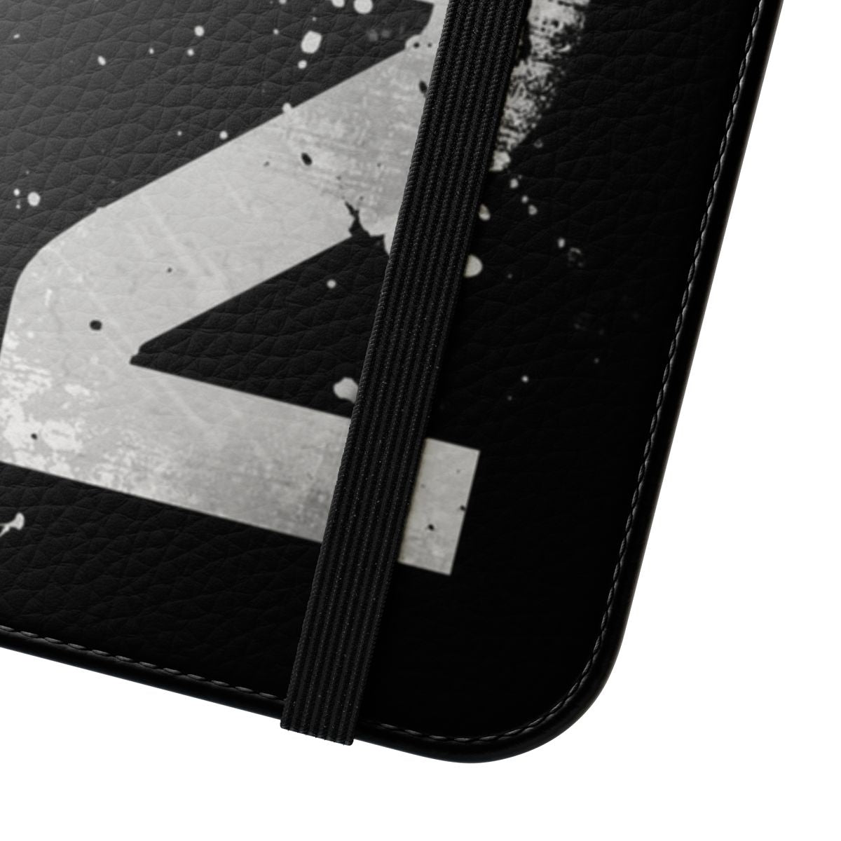 Distressed N7 flip cover phone case inspired by the Mass Effect video game series - Close Up