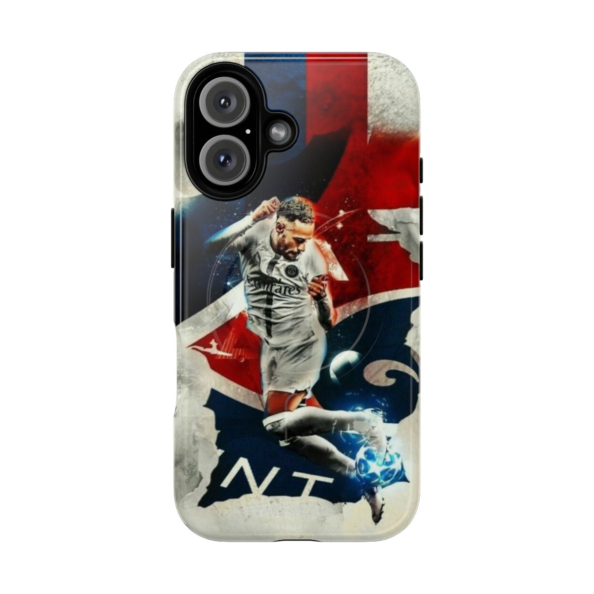 Artistic illustration of Neymar da Silva on a magnetic, tough phone case