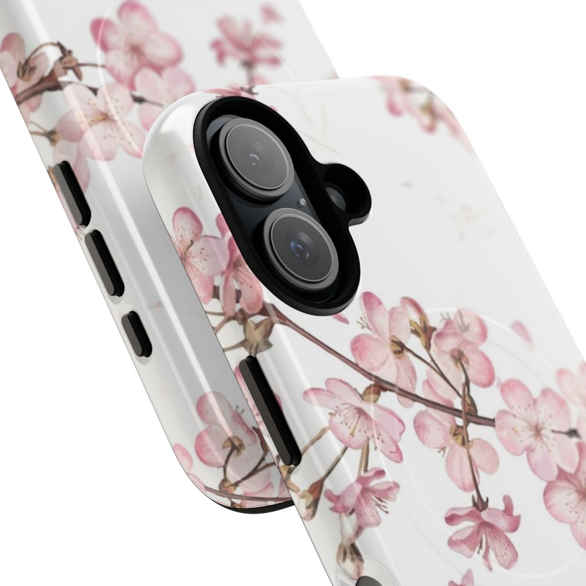 Soft pink sakura cherry blossom floral pattern on a durable phone case - Detail