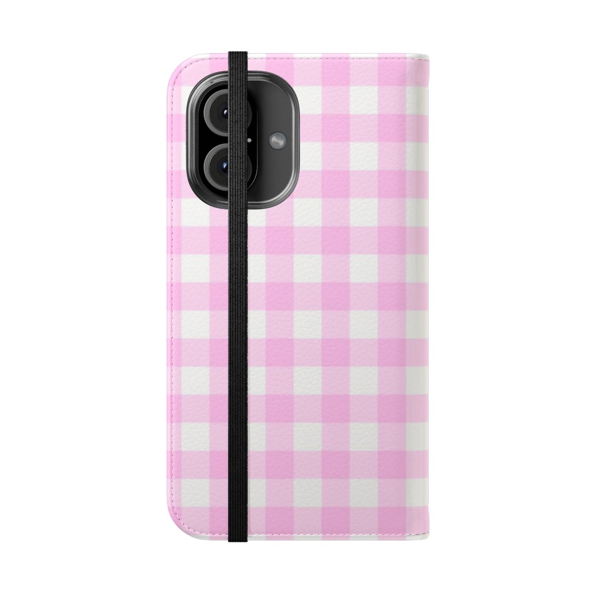 Light pink and white gingham pattern phone case - Folded Front