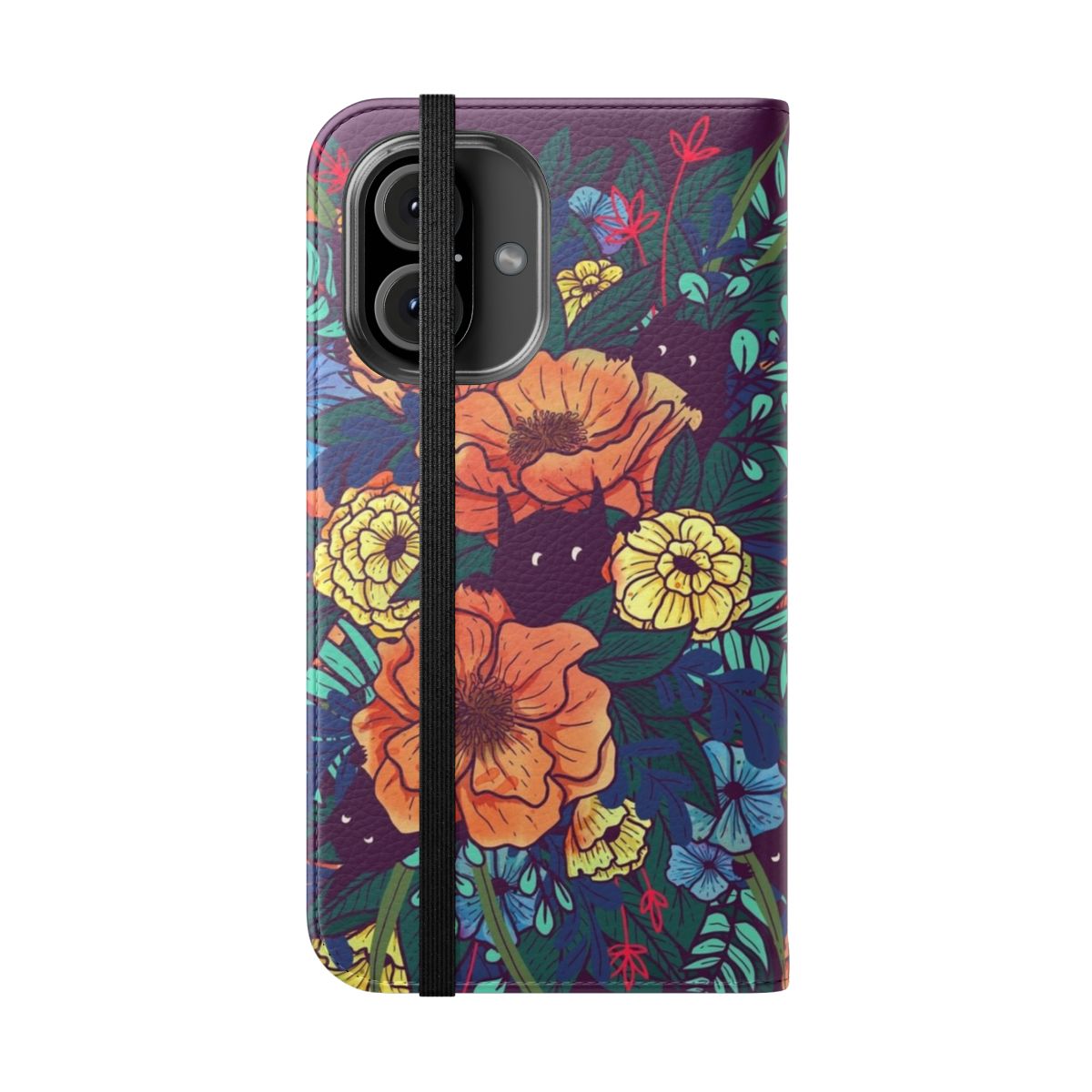 Watercolor floral pattern on a phone case cover - Folded Front