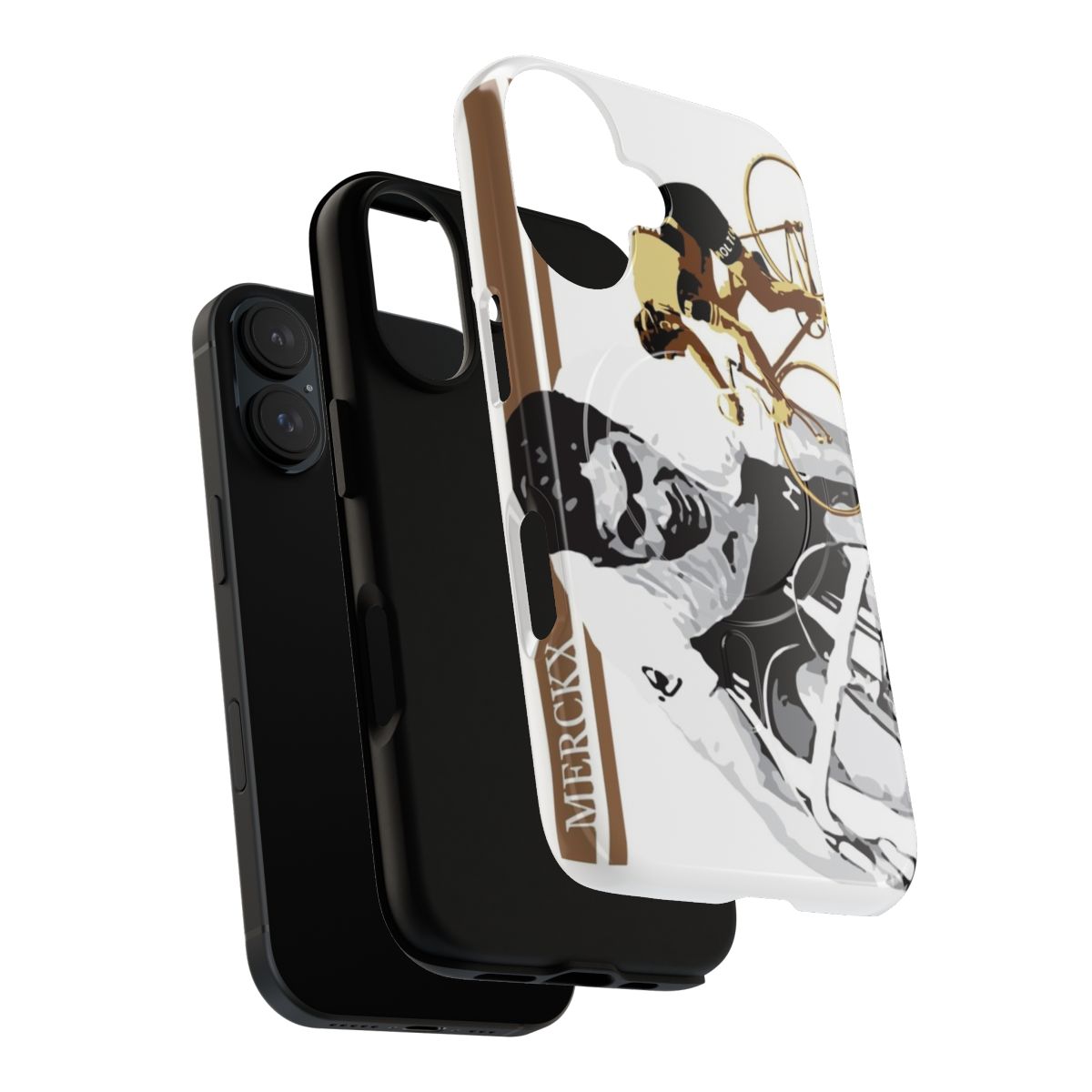 Vintage cycling art featuring Eddy Merckx, known as "The Cannibal," on a phone case. - Layers