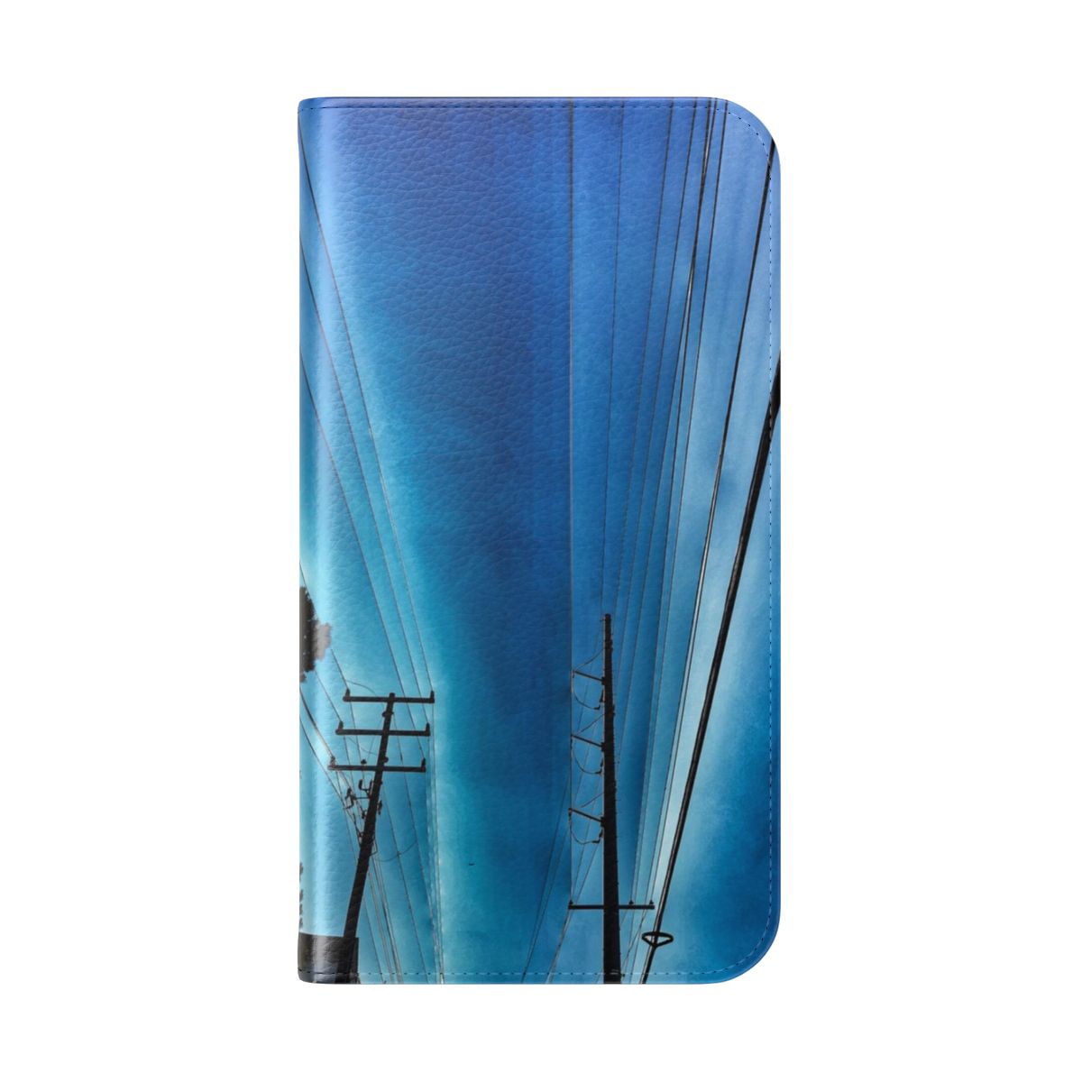 Stylish flip cover phone case with wires for enhanced protection and visual appeal. - Folded Back