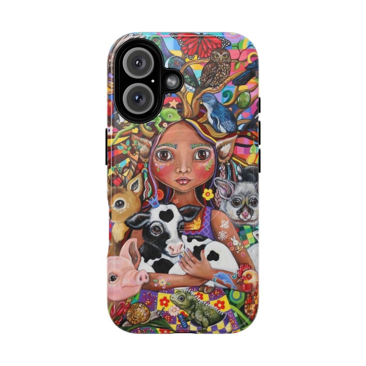 Eco-friendly vegan phone case with a tough, magnetic design and wildlife illustrations.