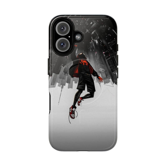 Image of a tough, magnetic phone case with a Spider-Verse design