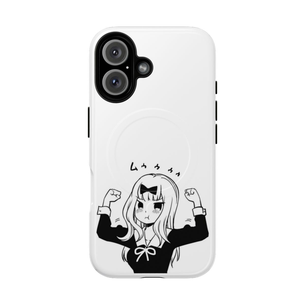 A tough, magnetic phone case featuring a colorful design of Chika Fujiwara from the popular anime series Kaguya-sama: Love is War.