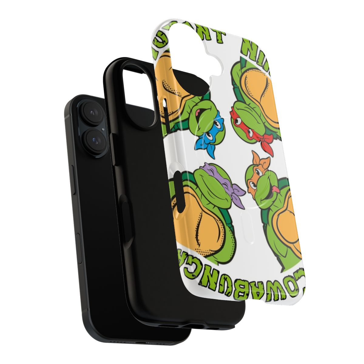 Teenage Mutant Ninja Turtles inspired phone case with colorful cartoon turtles - Layers