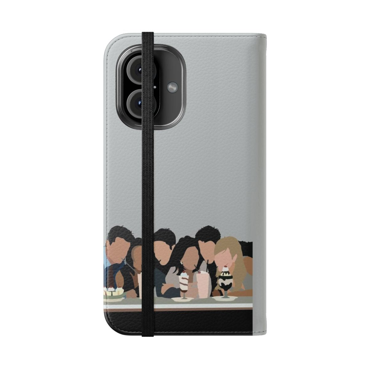 A flip cover phone case featuring the iconic Friends TV show logo and characters - Folded Front