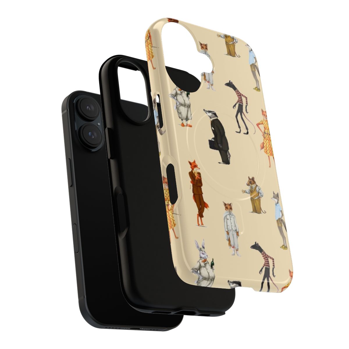 Fantastic Mr. Fox and Mrs. Fox Cartoon Family Sticker Pack on a Magnetic Tough Phone Case - Layers