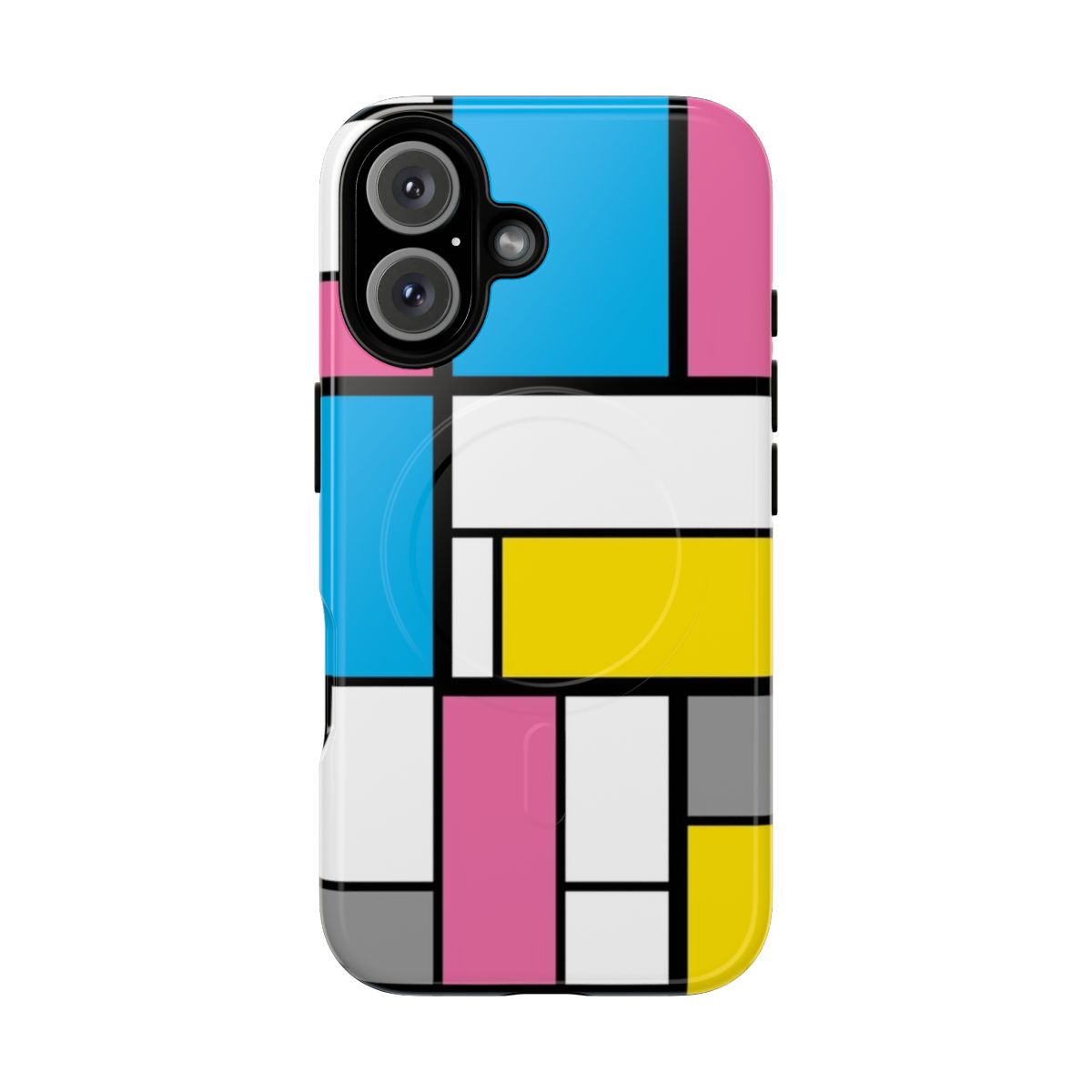 Multicolored abstract art graphic design on a tough phone case