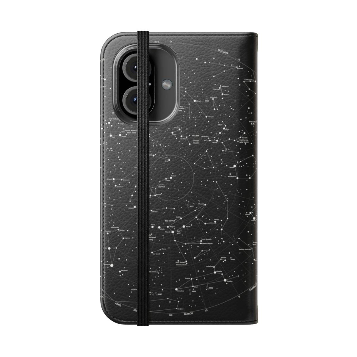 Constellation-themed phone case with star and zodiac design - Folded Front