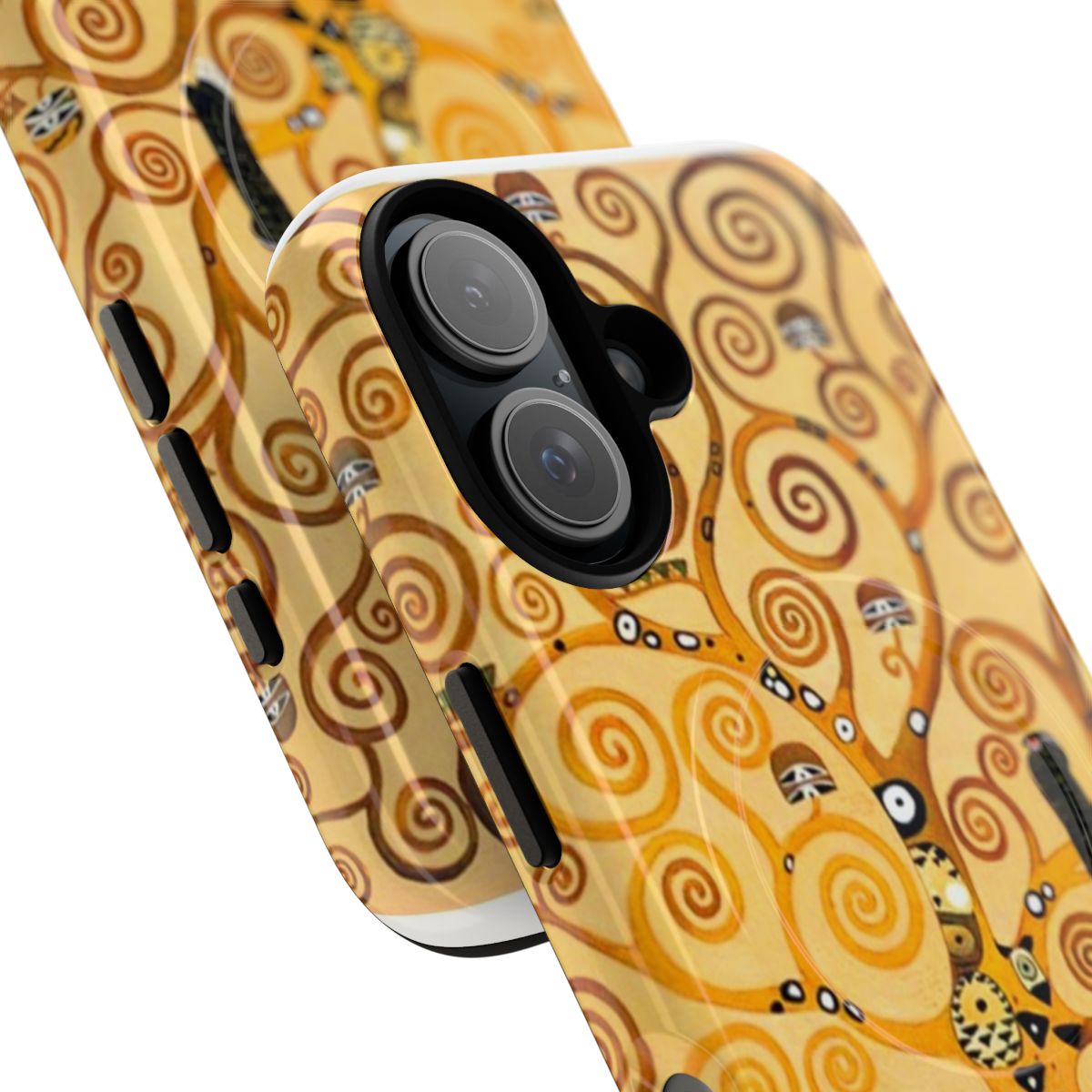 Vibrant and colorful phone case featuring Gustav Klimt's iconic Tree of Life painting design. - Detail