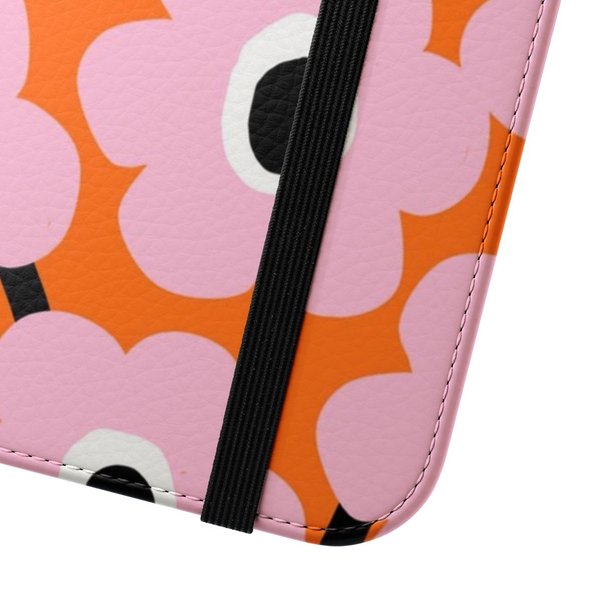 Colorful Scandinavian-style floral pattern on a phone case cover - Close Up