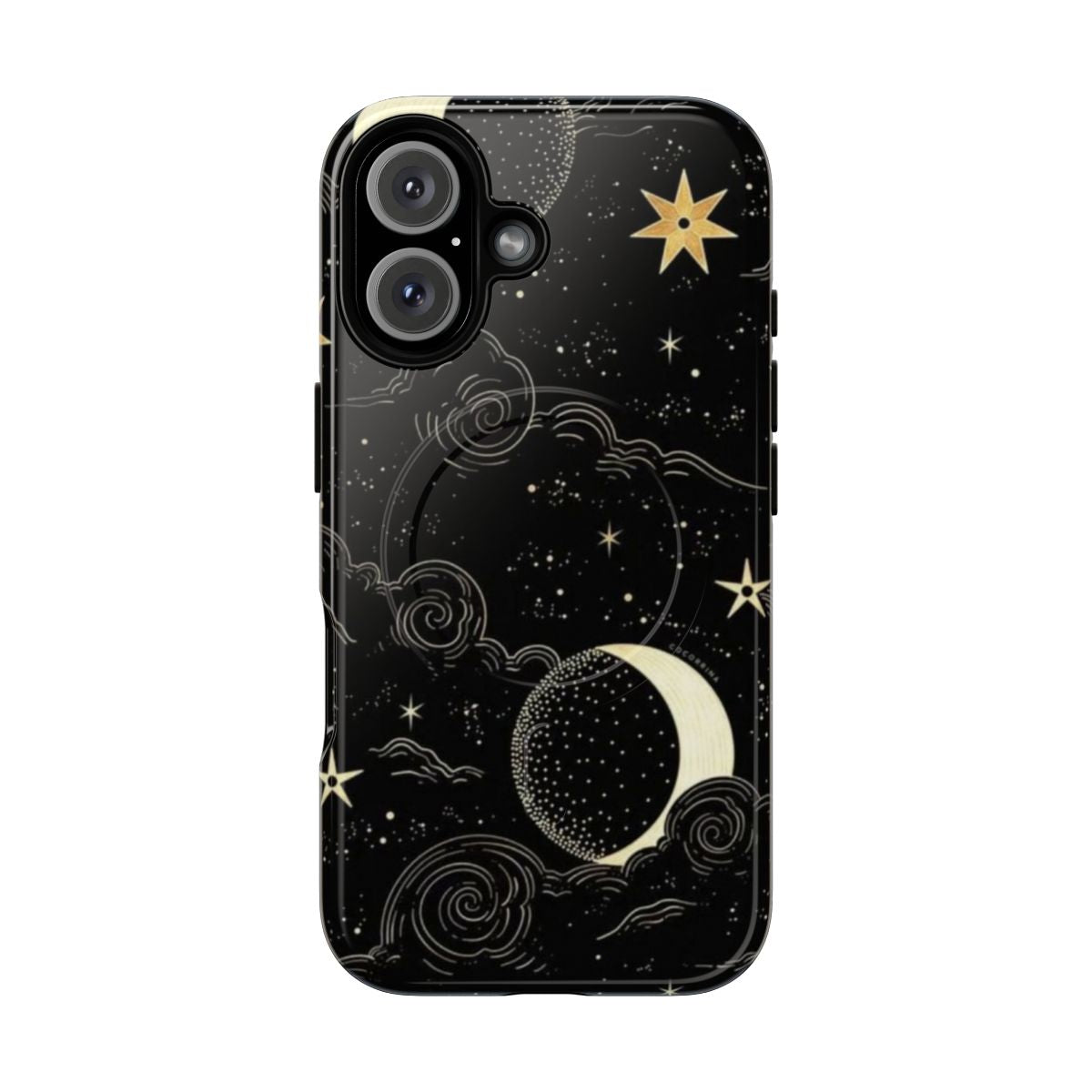 Luminary moon and stars design on a durable and protective phone case