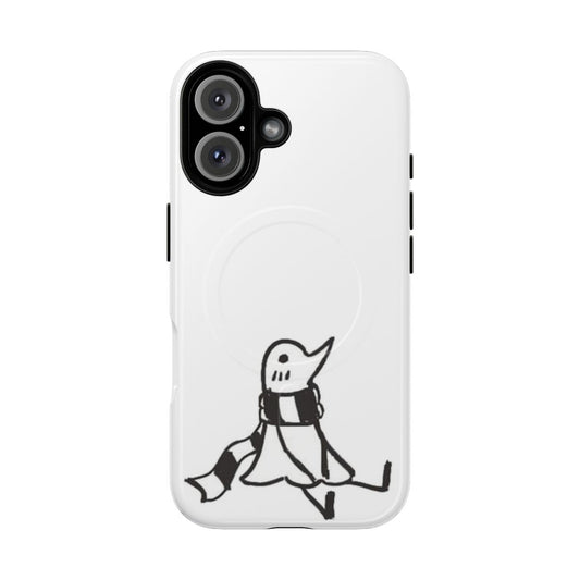 Artistic Goodnight Punpun phone case with a minimalist black and white design featuring line art and doodles