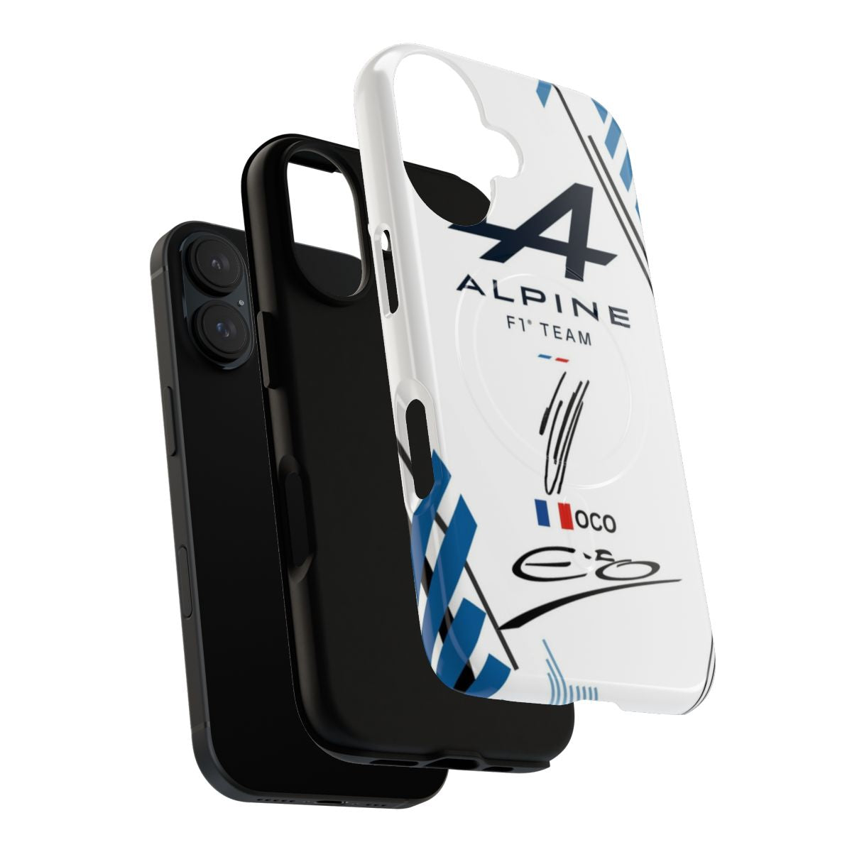 Magnetic tough phone case featuring Esteban Ocon, the French racing driver for the Alpine F1 team. - Layers