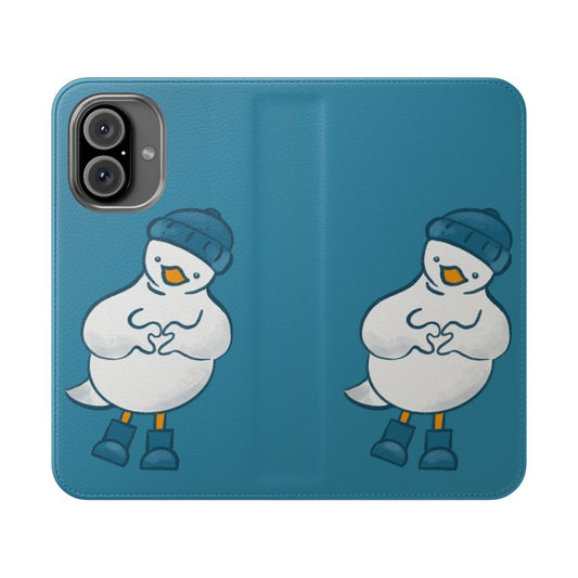 A stylish flip phone case featuring a seagull design, perfect for coastal and beach-inspired style.