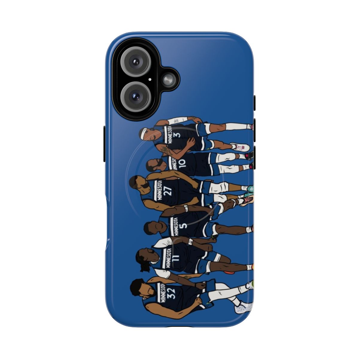 Durable phone case with images of NBA players Karl Anthony Towns, Anthony Edwards, Rudy Gobert, Mike Conley, and Jaden McDaniels.