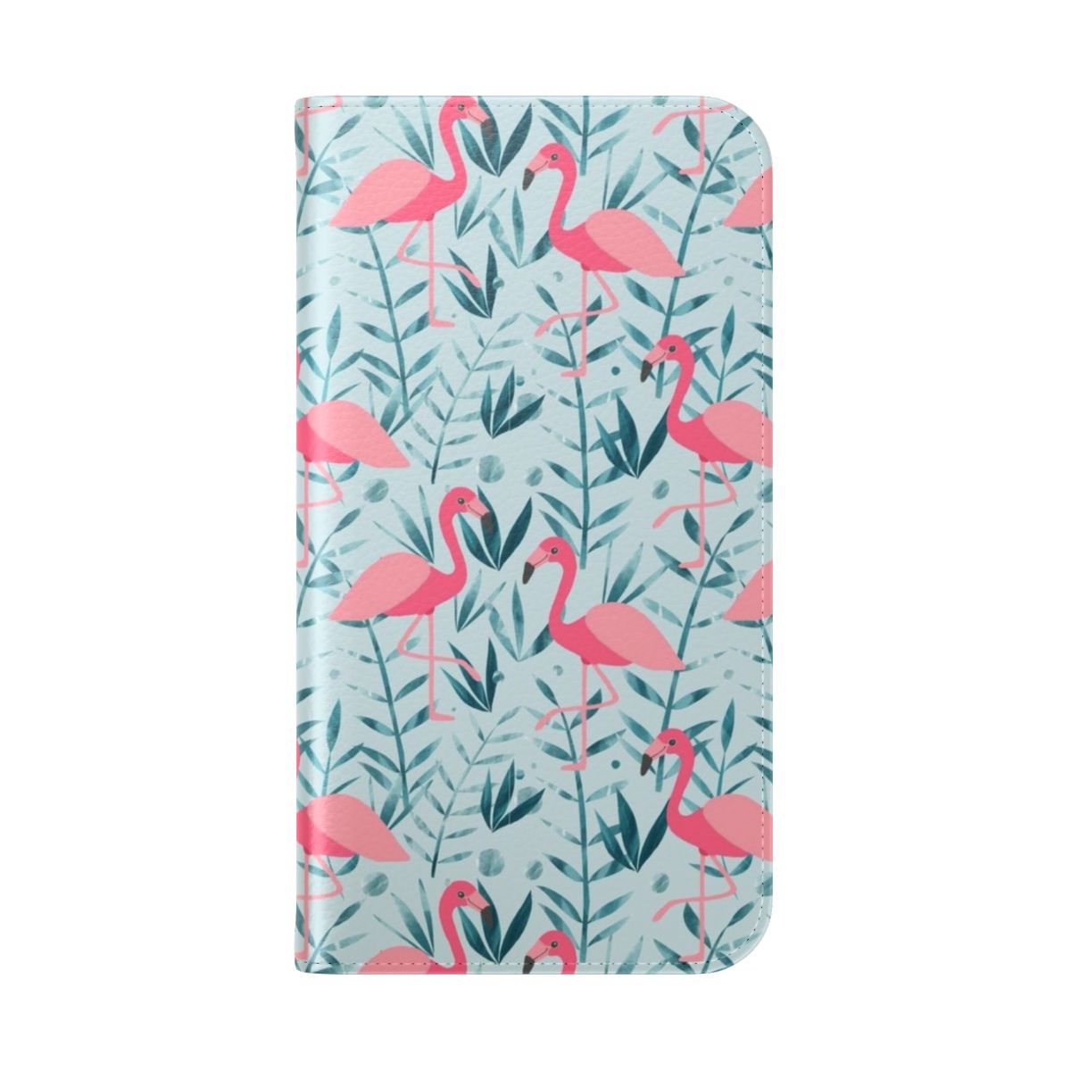 Image of a flamingo and floral pattern phone case - Folded Back