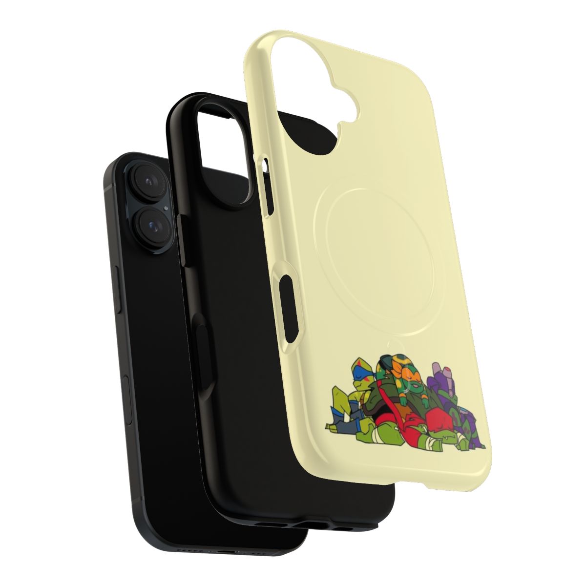 Turtle-themed magnetic tough phone case with napping turtles design - Layers