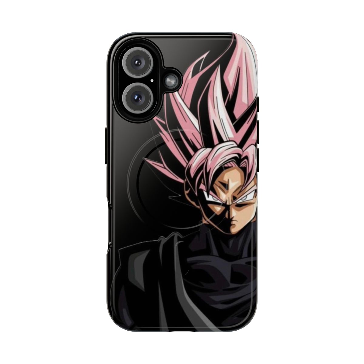 Black phone case with Goku Rosè design, featuring a tough magnetic cover