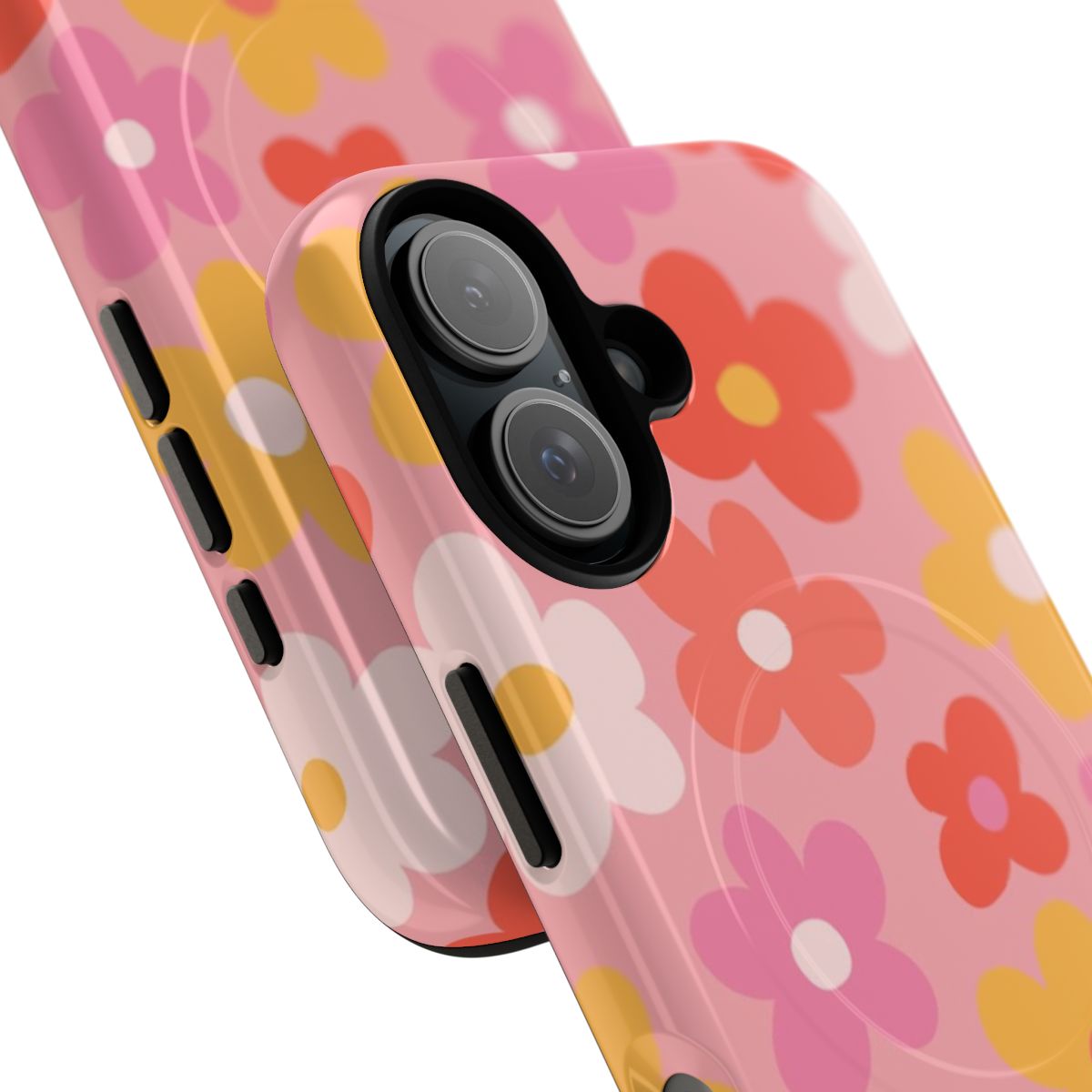 Colorful floral phone case with a groovy, retro design - Detail