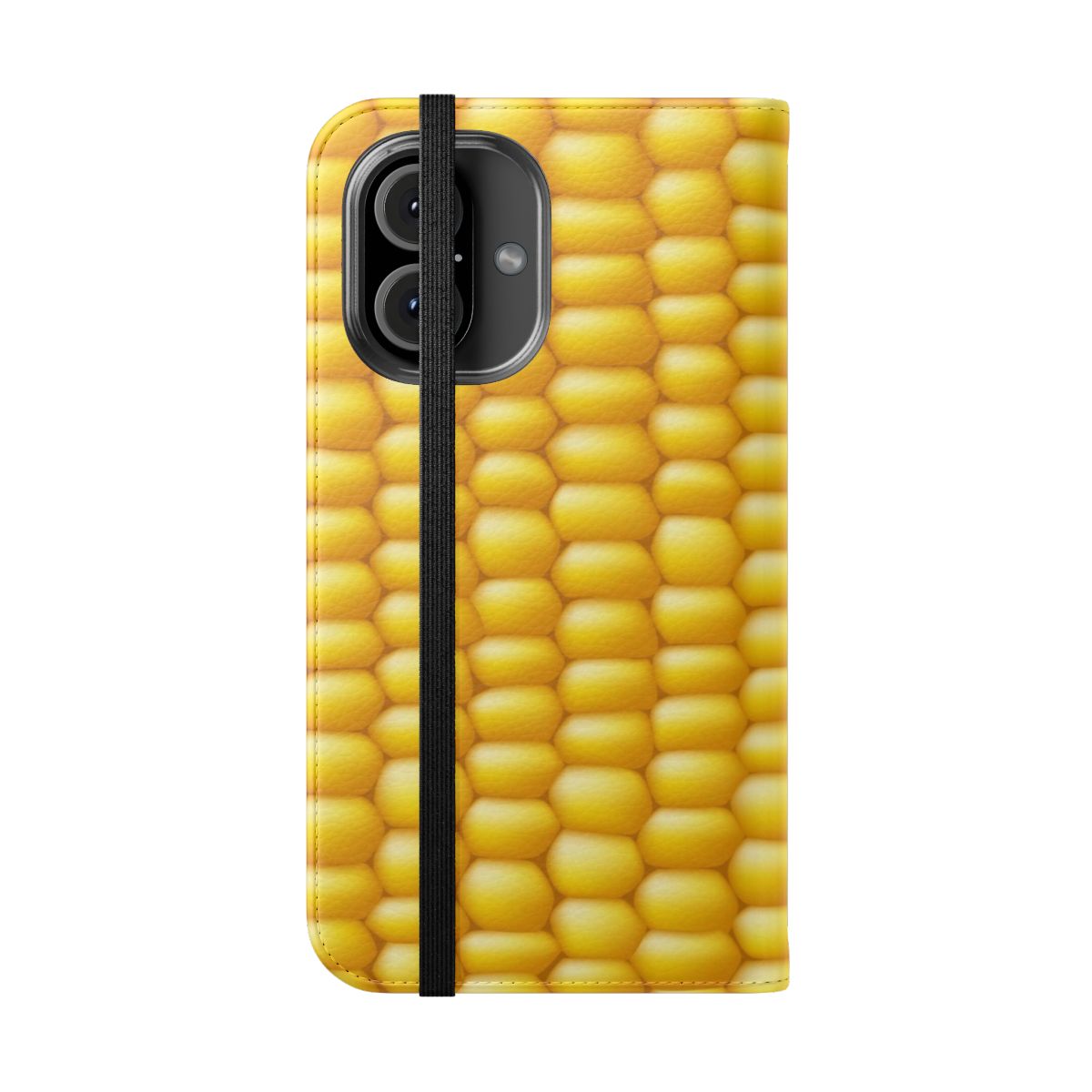 A phone case featuring a colorful corn cob design - Folded Front