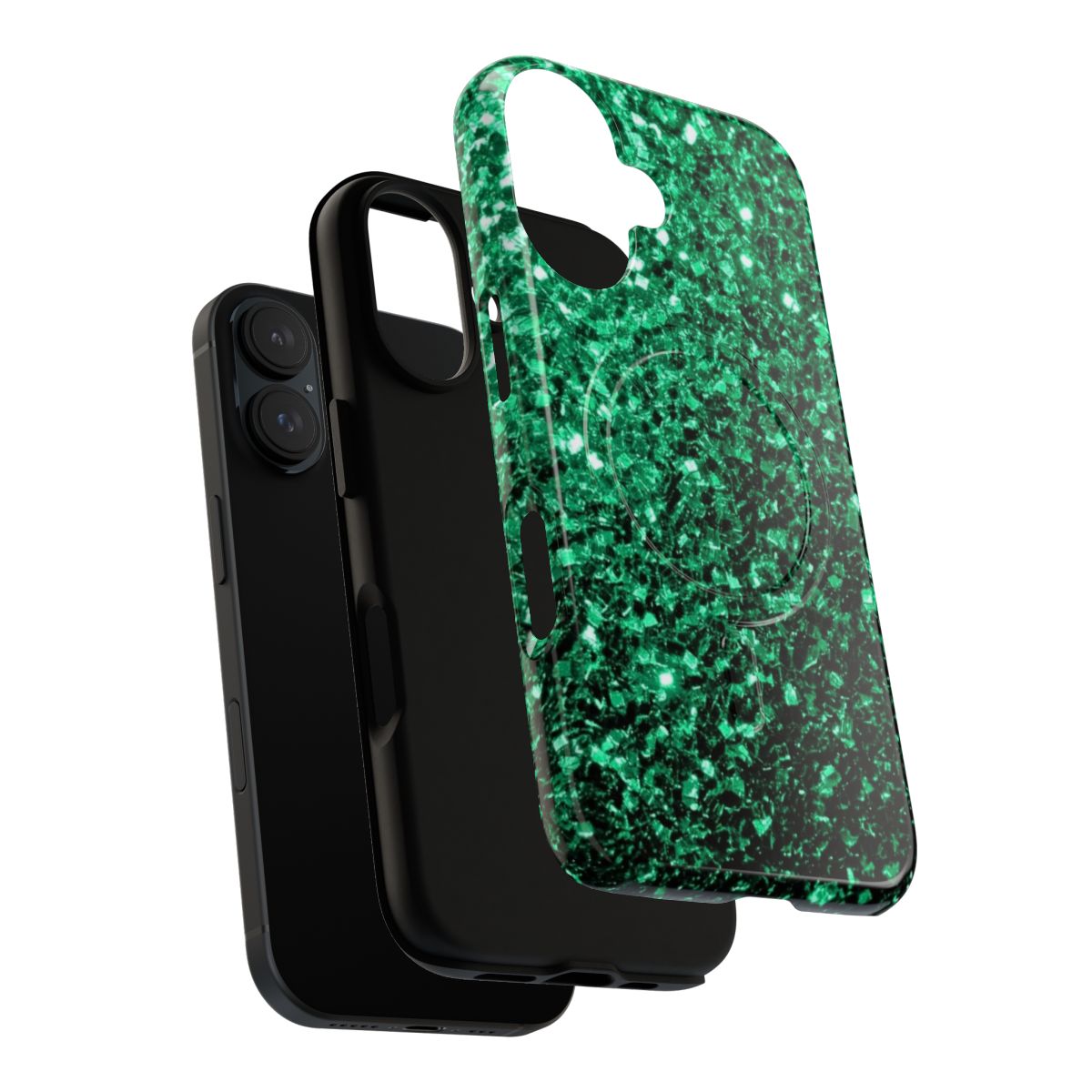 Emerald green faux glitter sparkles phone case - Layers