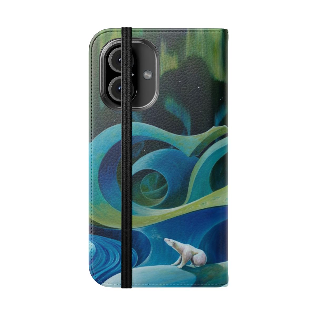 Polar bear phone case cover in winter landscape - Folded Front