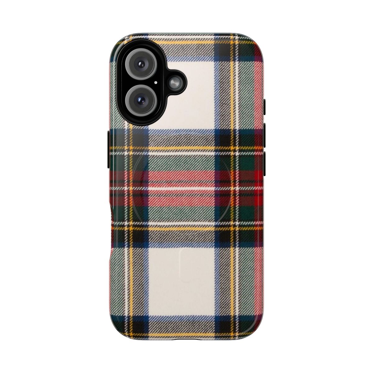 Vintage Scottish tartan pattern phone case with magnetic closure