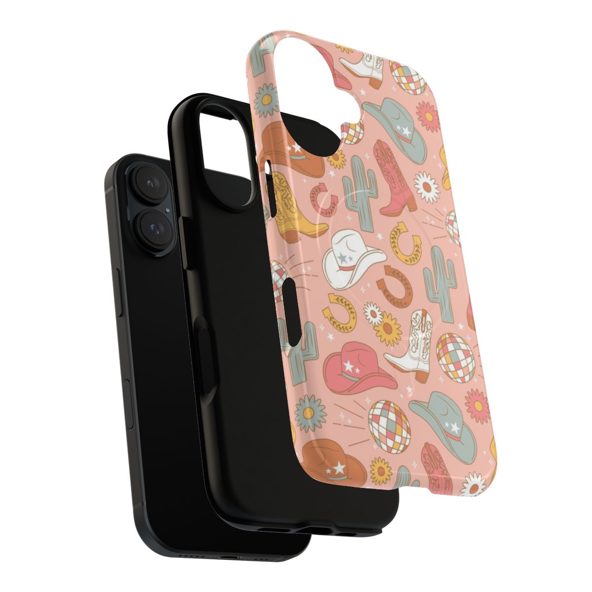 Disco Cowgirl-inspired phone case with magnetic closure and tough protection - Layers