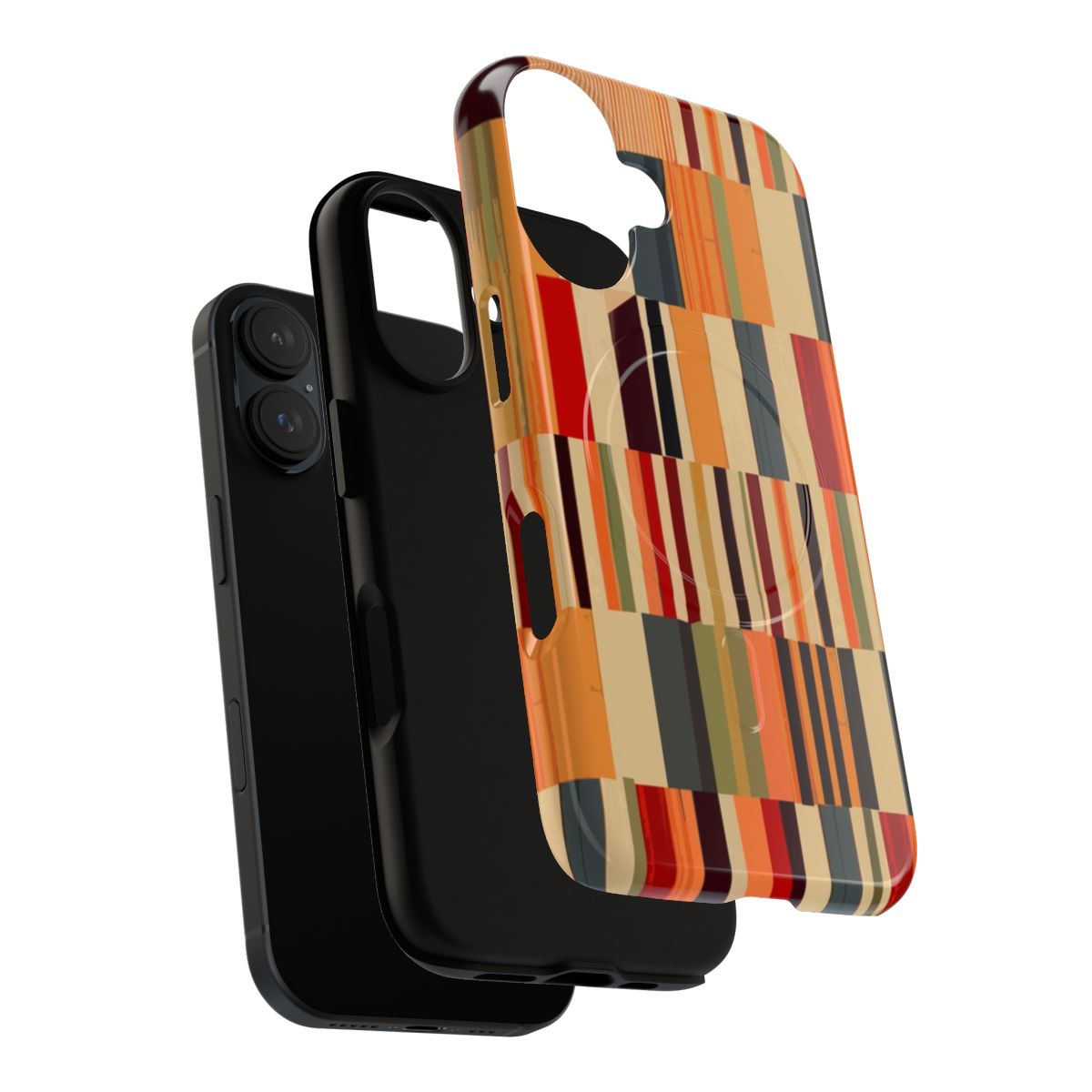 Scandinavian-inspired vertical stripe pattern phone case with a magnetic closure and tough construction. - Layers