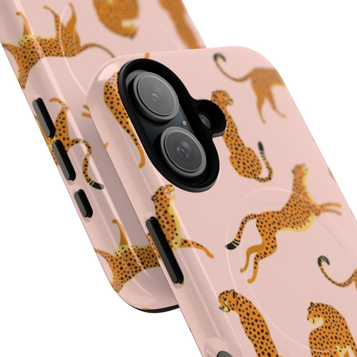 Colorful and durable magnetic phone case with a vibrant leopard or cheetah print design - Detail