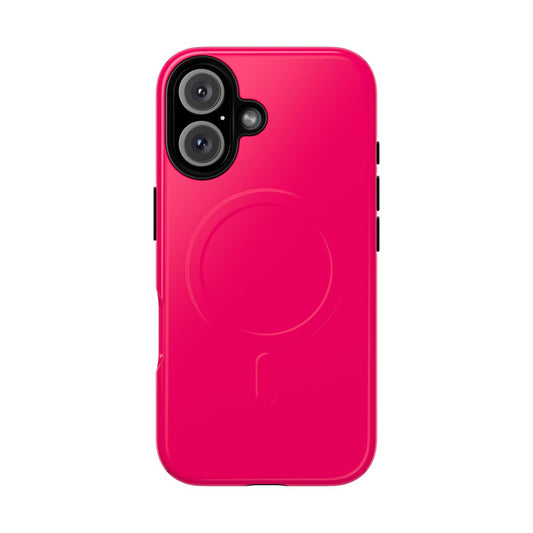 Bright neon fluorescent pink phone case with magnetic and tough construction