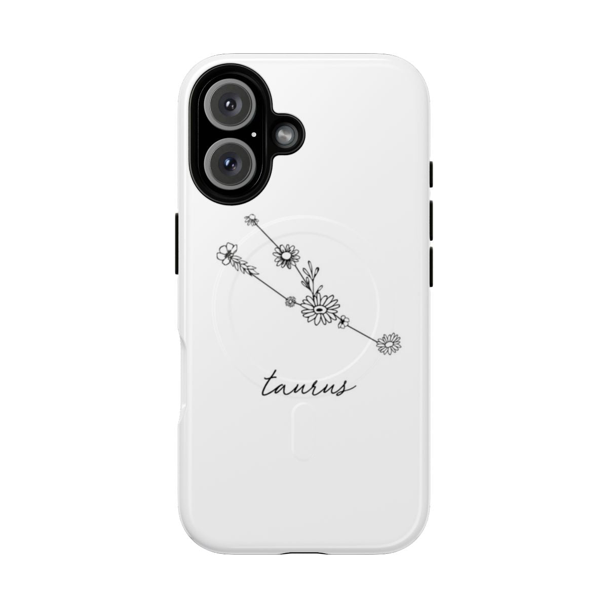 Zodiac constellation wildflower design on a magnetic tough phone case