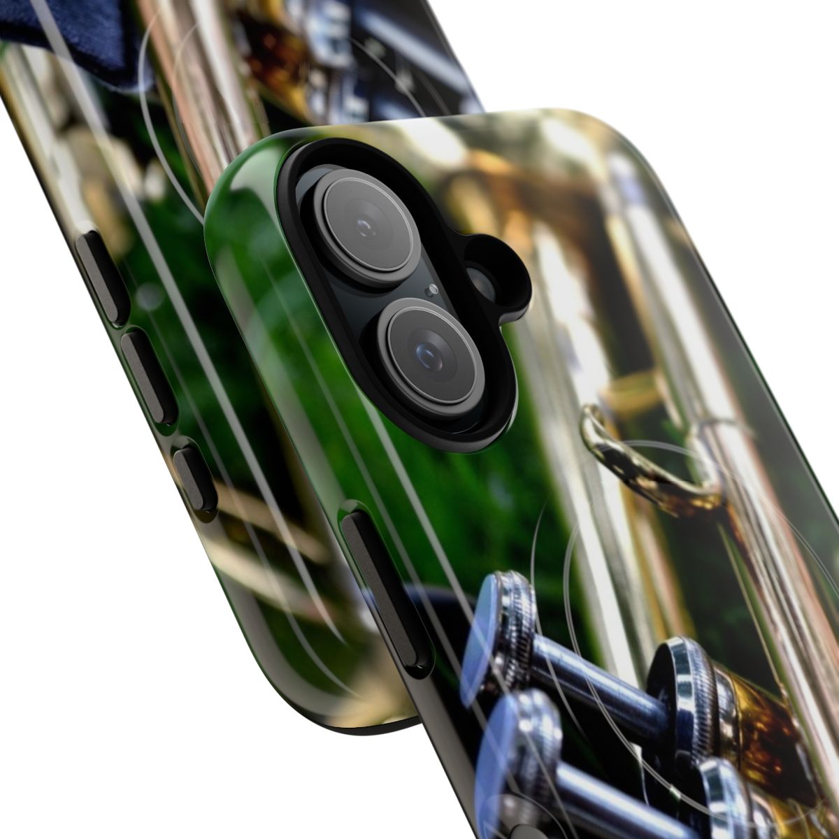 Trumpet-themed phone case with a sleek magnetic design - Detail