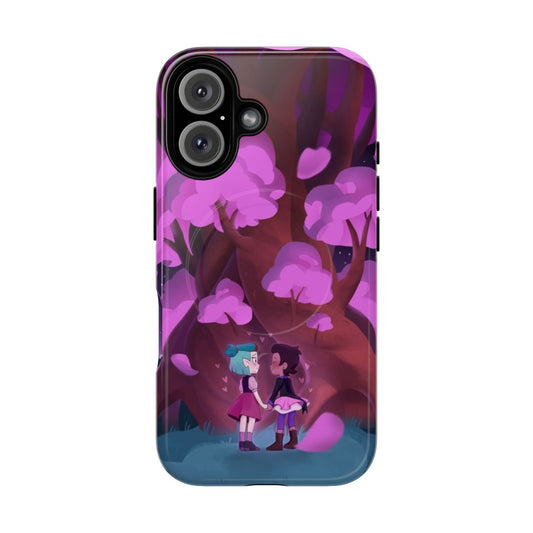 Magnetic phone case featuring The Owl House's Lumity couple and characters