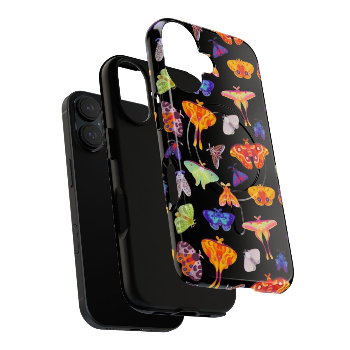 Artistic illustration of a moth on a tough, magnetic phone case - Layers