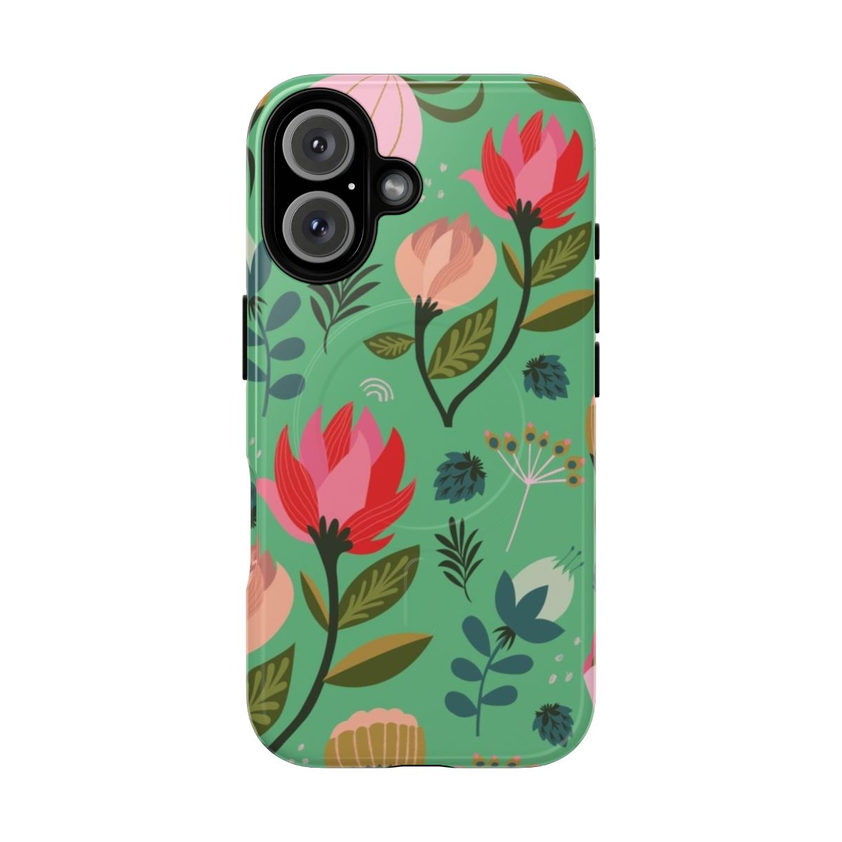 Floral tough magnetic phone case with pretty flower pattern