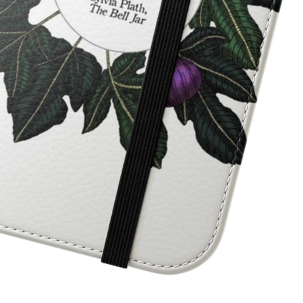 Flip cover phone case featuring a quote from "The Bell Jar" by Sylvia Plath - Close Up