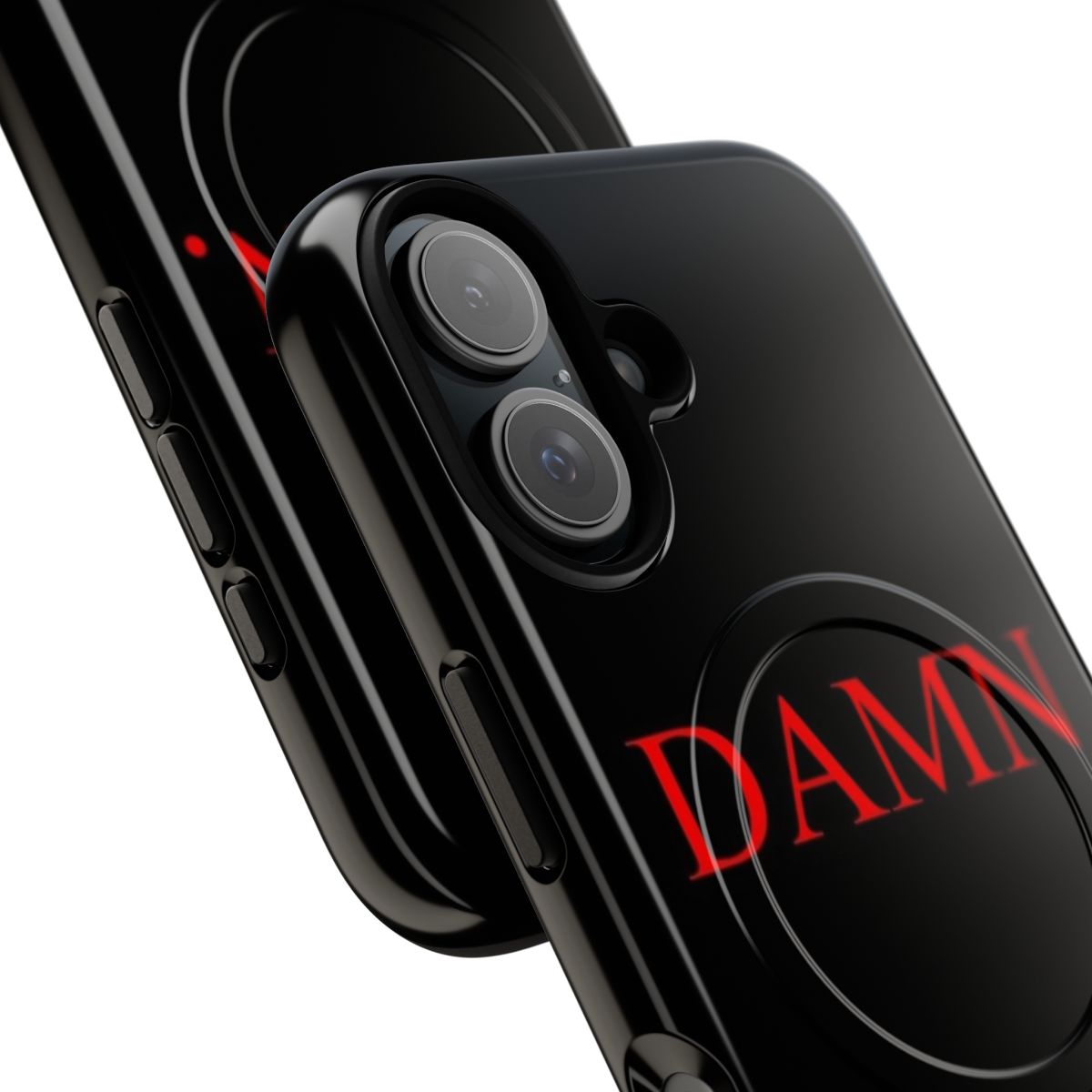 Red and black magnetic tough phone cases with Kendrick Lamar-inspired design - Detail