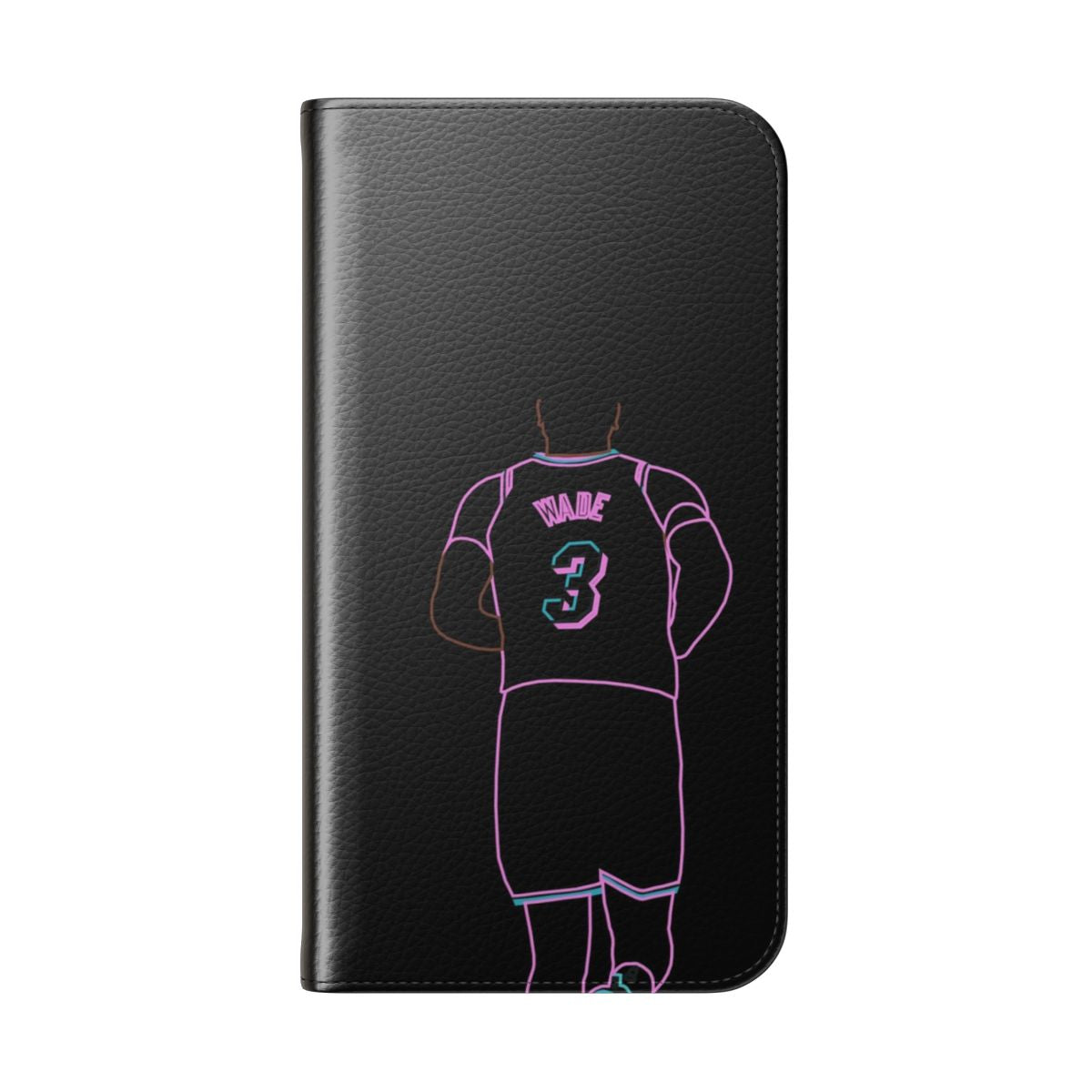 Neon Miami Vice inspired phone case featuring Dwyane Wade, a legendary basketball player - Folded Back