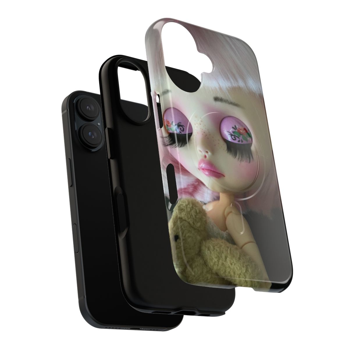 Customizable magnetic tough phone cases in pink and pastel colors for Blythe dolls - Layers